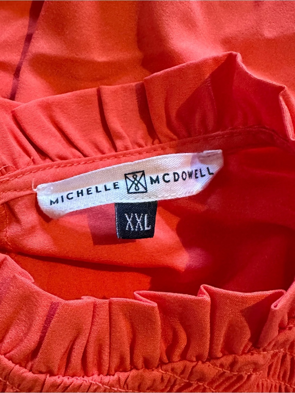 Michelle McDowell Women’s Orange Long Sleeve Blouse size XXL Key Hole In Back - Picture 8 of 10